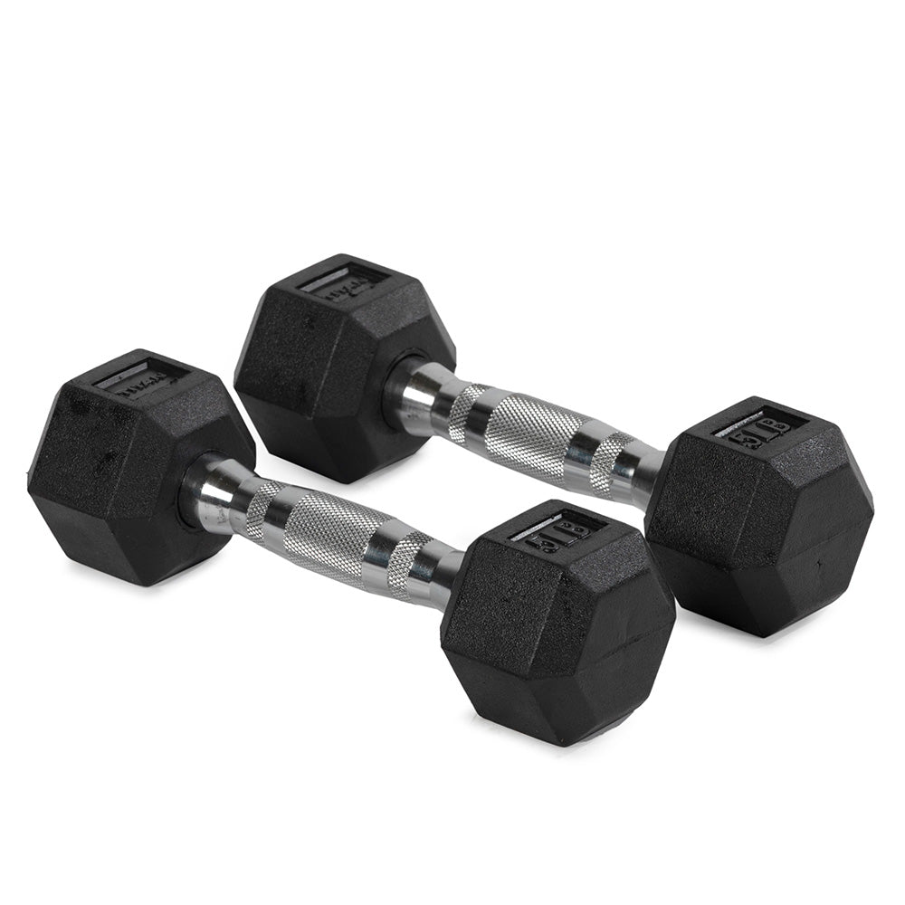 421005_01.jpg 5 LB Rubber Hex Dumbbells - Image 1