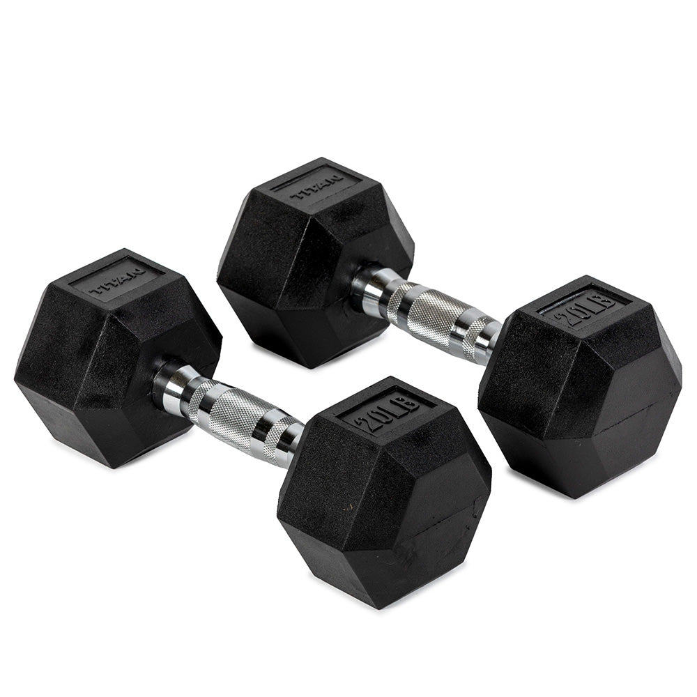 421020_01.jpg 20 LB Rubber Hex Dumbbells - Image 1