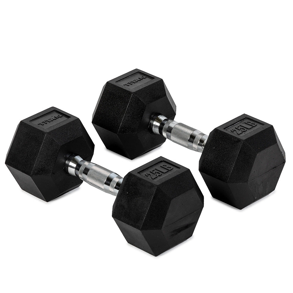 421025_01.jpg 25 LB Rubber Hex Dumbbells - Image 1