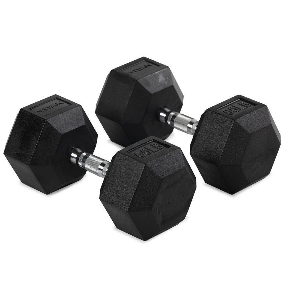 421061_01.jpg 60 LB Rubber Hex Dumbbells - Image 1