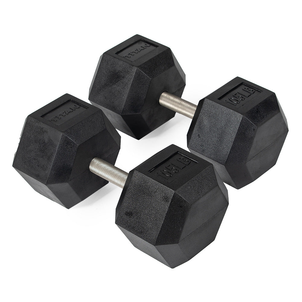 421214_01.jpg 105 LB Straight Stainless Steel Hex Dumbbells - Image 1
