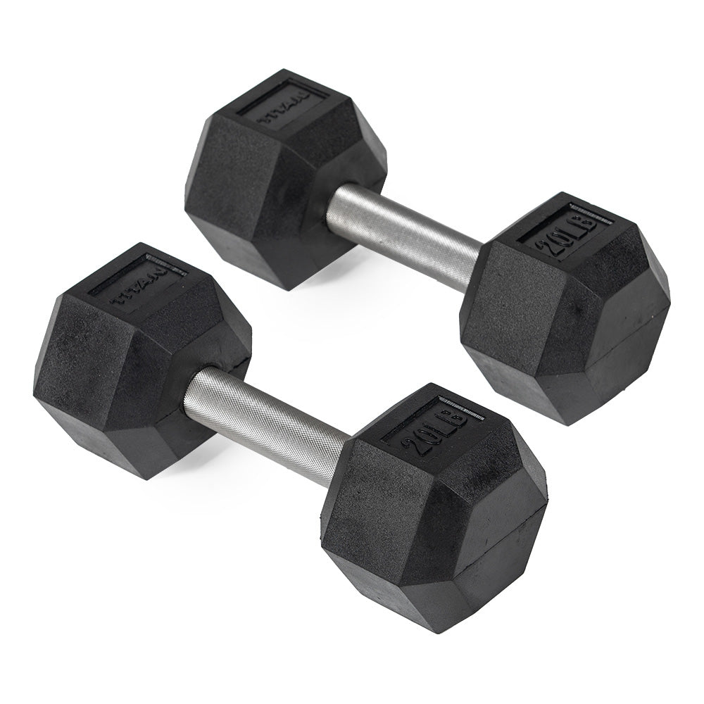 421221_01.jpg 20 LB Straight Stainless Steel Hex Dumbbells - Image 1