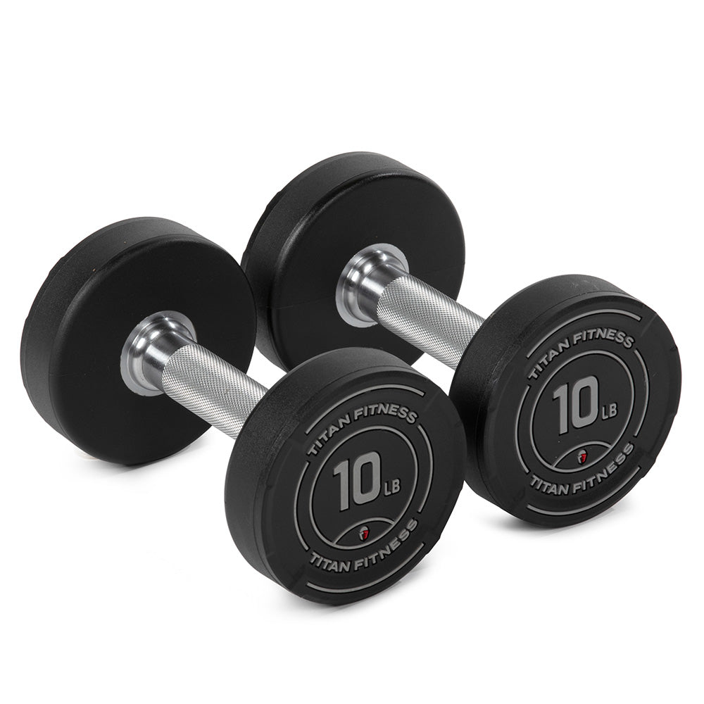 421333_01.jpg 10 LB Pair Round Urethane Dumbbells - Image 1