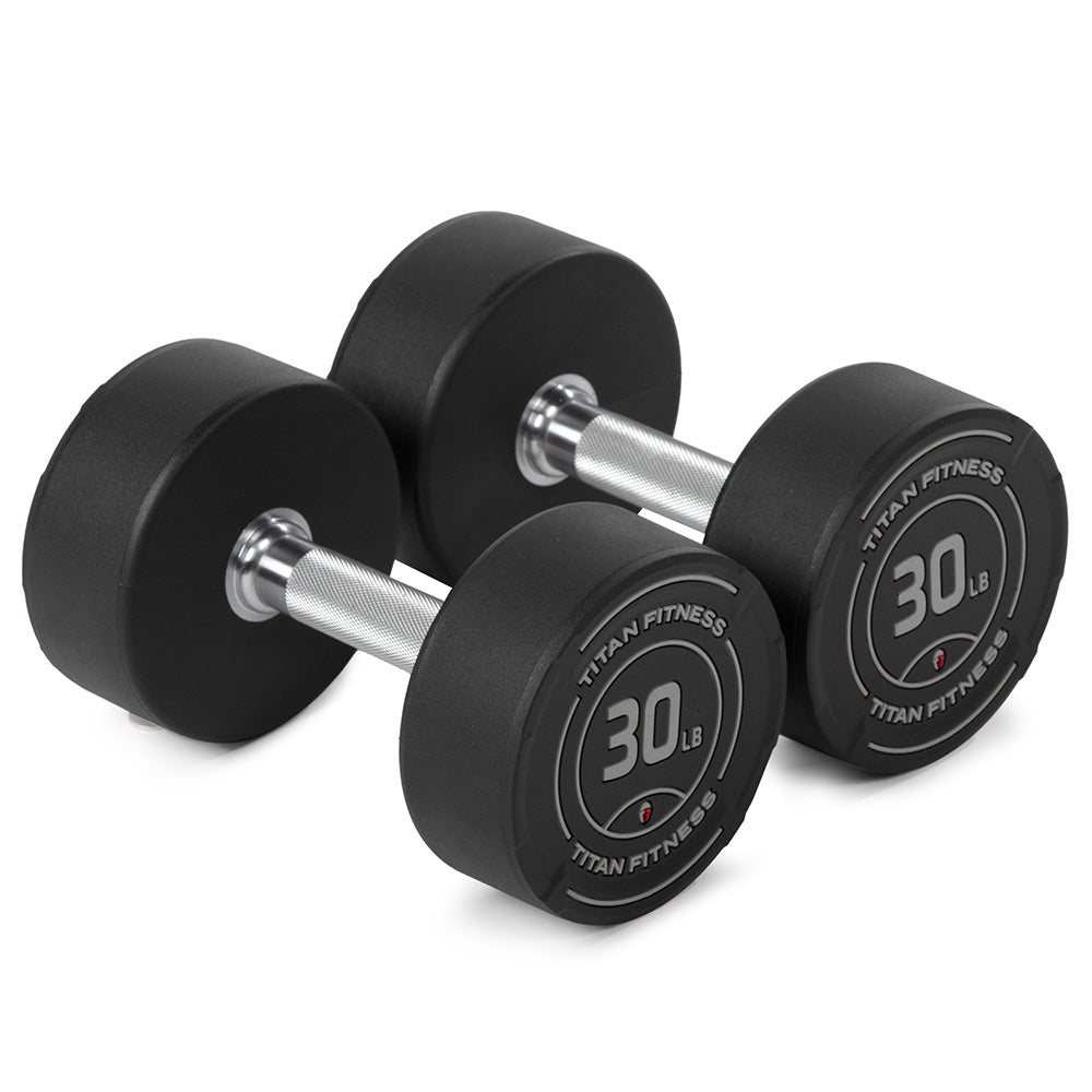 421359_01.jpg 30 LB Pair Round Urethane Dumbbells - Image 1