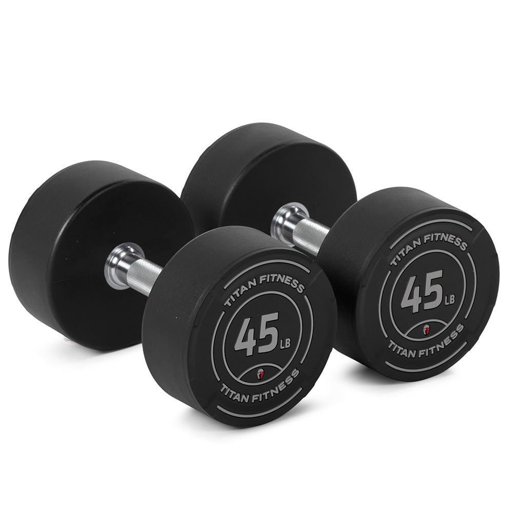 421362_01.jpg 45 LB Pair Round Urethane Dumbbells - Image 1