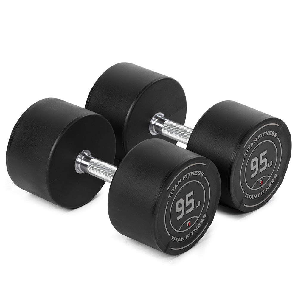 421372_01.jpg 95 LB Pair Round Urethane Dumbbells - Image 1