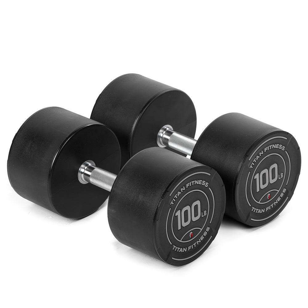 421373_01.jpg 100 LB Pair Round Urethane Dumbbells - Image 1