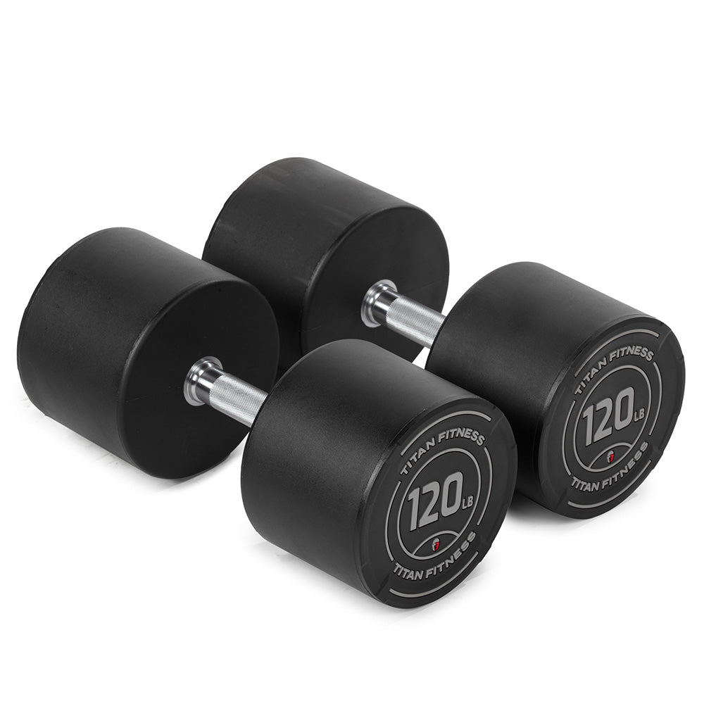 421377_01.jpg 120 LB Pair Round Urethane Dumbbells - Image 1