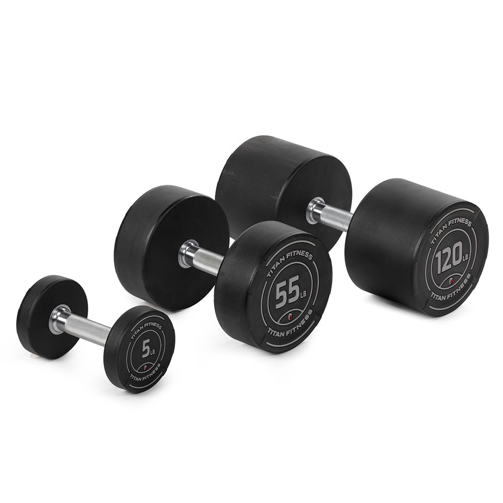 URDMBL_01_b7b0f989-a99a-47a0-960b-789256c19171.jpg 5 LB - 120 LB Round Urethane Dumbbells - Image 1